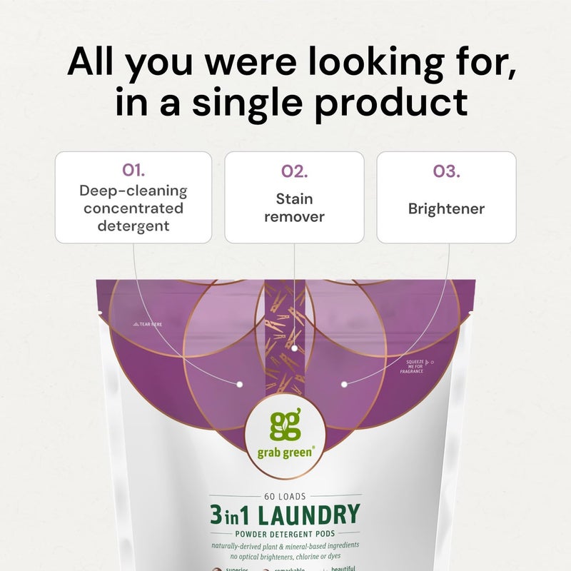 Grab Green 3-in-1 Laundry Detergent Pods with Vetiver Scent - 60 Loads (2 lbs, 6 oz) - Image 4